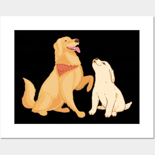 Cute Golden retriever hug Posters and Art